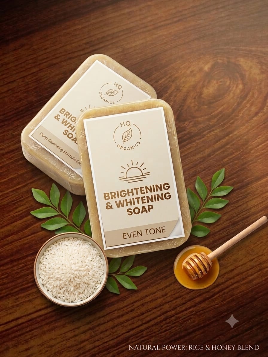 Brightening & Whitening Soap | Rice & Honey Blend for Even Skin Tone | HQ Organics