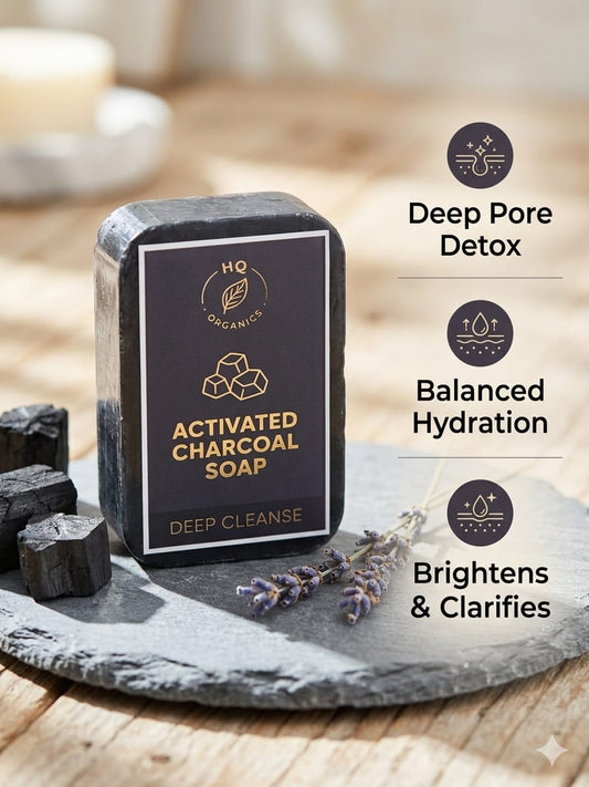 Activated Charcoal Soap | Deep Cleansing & Brightening Bar | HQ Organics