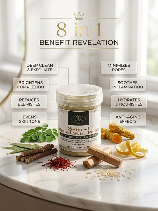 8-in-1 Herbal Skin Polish | Natural Face & Body Exfoliator for Glowing Skin | HQ Organics