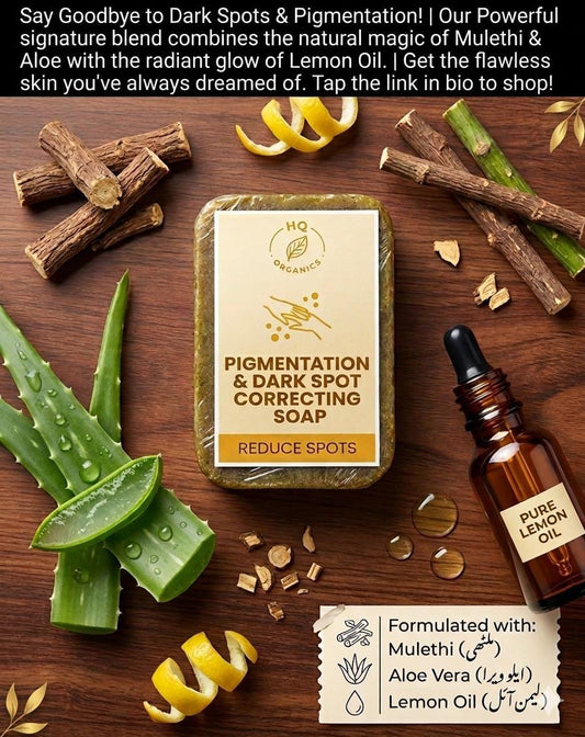 Pigmentation & Dark Spot Correcting Soap | Mulethi, Aloe Vera & Lemon Oil | HQ Organics